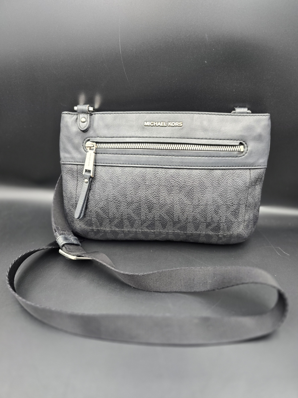 Michael Kors Black Crossbody Bag with Front Zip